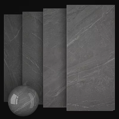 Gray Marble Slabs With Natural Veins And Transparent Sphere 3d model