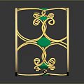 Gold Circular Jewelry With Intricate Openwork Design And Green Gemstone Inlays