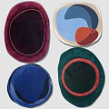 Colorful Shaped Rugs with Geometric Patterns and Round Oval Modern Designs 3d model