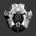 Futuristic Mechanical Sci Fi Device With White Metallic Finish And Intricate Geometric Structure