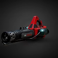 Red Handheld Weapon Featuring Black Barrel Green Tank And Modern Design 3d model