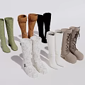 Various Styles Of Fashionable Boots In Different Colors Featuring Knee High And Lace Up Designs