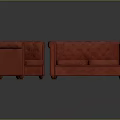 Red Tufted Leather Sofa Set With Single Armchair And Two Seater Design