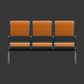 Three Seat Public Chair With Orange Seat Backrest And Metal Frame Design