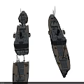 Detailed Warship Models With Multiple Vessels Antenna Structures And Hull Design 3d model