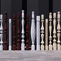 Multiple Design Balusters In White Red And Beige Tones For Home Railings