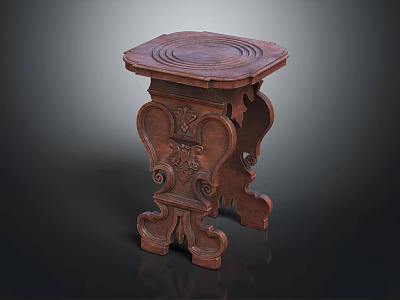 Wooden Carved Small Table With Intricate Antique Style Decorative Design 3d model