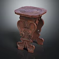 Wooden Carved Small Table With Intricate Antique Style Decorative Design