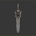 Elegant Ornate Sword With Metallic Blade And Decorative Engraved Hilt Design