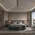 Modern Luxury Bedroom With Bed Nightstands Decorative Wall Panels Large Windows And Accent Chair