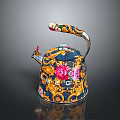 Decorative Kettle With Ornate Handle Floral Patterns Golden Decorations And VSG Logo