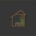 Wooden Pavilion With Shingle Roof Seating Area Sofa And Wooden Platform