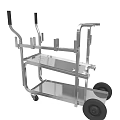 Sturdy Metal Equipment Cart With Multi Tier Shelves And Rolling Wheels
