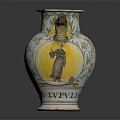 Hand Painted Ceramic Vase With Floral Patterns And Yellow Green Design Accents