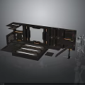 Futuristic Sci-Fi Scene Structure with Platform Console Metal Frames Panels and Lighting