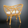 Natural Rattan Kids Chair With Curved Back Design And White Cushion
