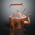 Vintage Copper Teapot With Wooden Handle And Golden Accents For Daily Living