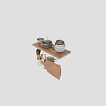 Complete Kitchenware Collection With Pots Pans Bowls Wooden Cutting Board And Utensils On Shelf