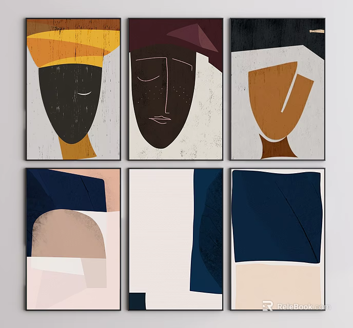 Abstract Wall Art With Geometric Patterns And Abstract Faces For Home Decor 3d model