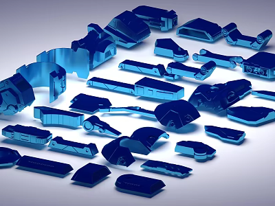 Innovative Tech Exhibition Hall Displaying 3D Models And Interactive Tech Exhibits 3d model