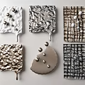Metallic Textured Wall Decor With Decorative Spheres And Diverse Shapes