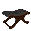 Classic Ottoman With Tufted Leather Upholstery And Carved Wooden Legs