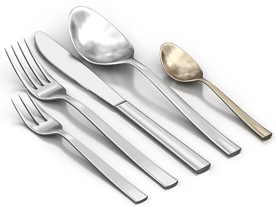 Modern Stainless Steel Cutlery Set with Forks Knife and Spoons for Dining 3d model
