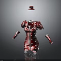 Red and White Short Sleeved Buttoned Dress with Matching Gloves and Hat