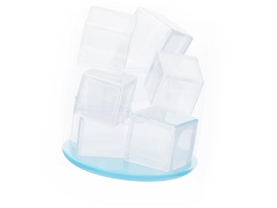 Clear Beverage Ice Cubes Stacked On Blue Base For Refreshing Drinks 3d model