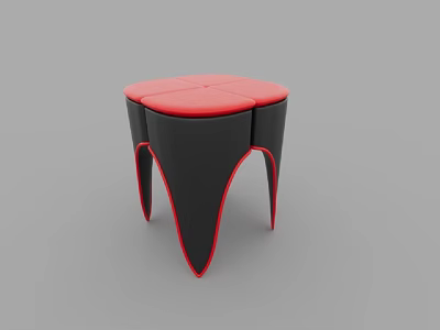 Modern Single Chair With Red Black Leather Upholstery And Unique Leg Design 3d model