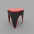 Modern Single Chair With Red Black Leather Upholstery And Unique Leg Design