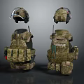 Modern Military Backpack Special Forces suit Armor Kit Soldier Equipment 3d model