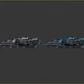 Futuristic Spacecraft Models In Green Blue And Gray For Cosmic Exploration