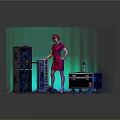 Professional Audio Equipment Setup With Speakers Mixer And Equipment Case