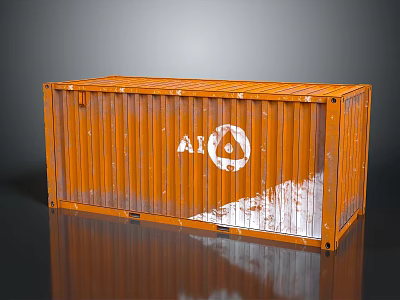 Worn Orange Shipping Container Featuring White Logo And Rustic Surface 3d model