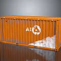 Worn Orange Shipping Container Featuring White Logo And Rustic Surface