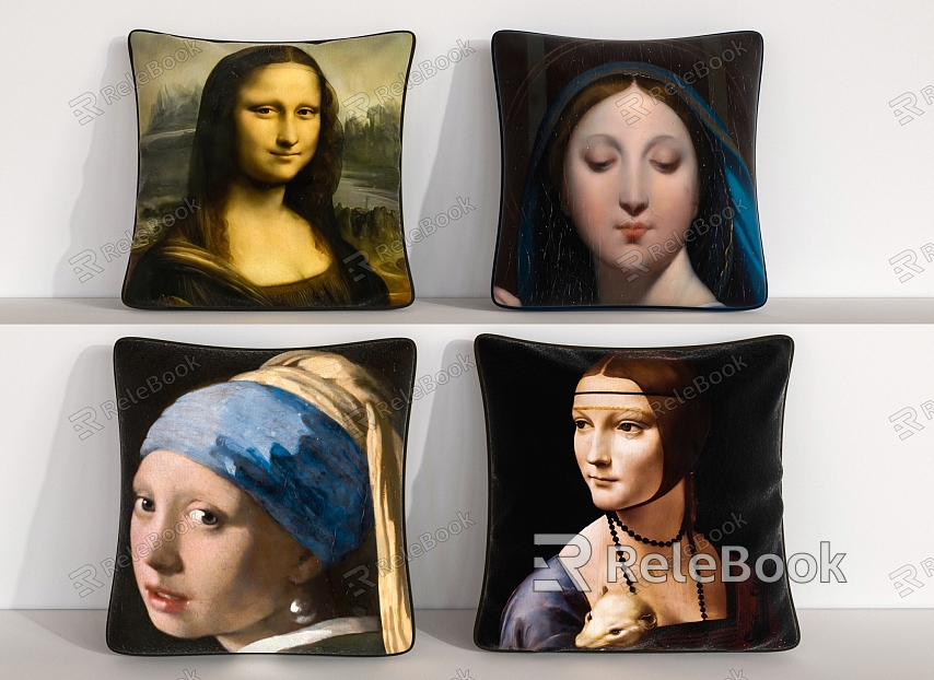 Oil painting portrait pillow model