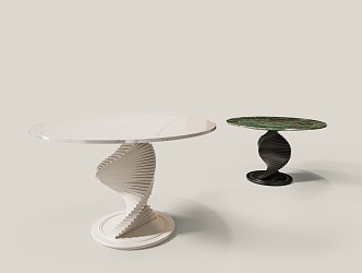 Modern Dining Table Cream Round Table 3d model