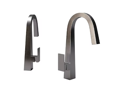 Two Modern Metal Faucets With Sleek Curved Design And Contemporary Style Finish 3d model