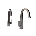 Two Modern Metal Faucets With Sleek Curved Design And Contemporary Style Finish