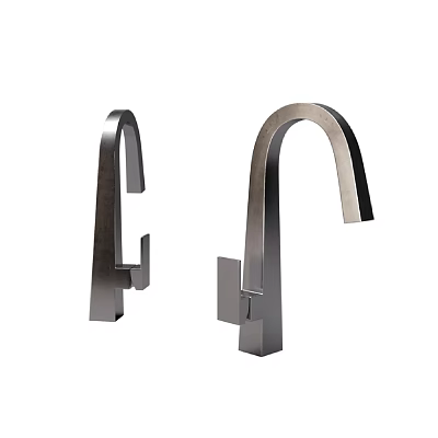 Two Modern Metal Faucets With Sleek Curved Design And Contemporary Style Finish 3d model
