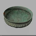 Vintage Bronze Furniture Decorative Round Bowl Featuring Green Patina And Ornate Carvings