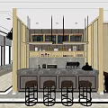 Modern Restaurant Interior Design With Round Tables Comfortable Chairs And Elegant Decor 3d model