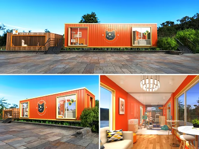 Modern Industrial Equipment Converted Container Homes With Spacious Interior And Exterior Design 3d model