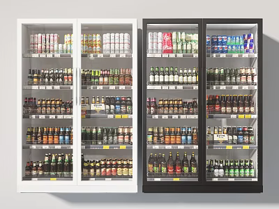 Commercial Beverage Display Refrigerator Freezer with Canned Bottled Drinks and White Black Design 3d model