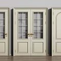Light Colored Hinged Doors With Glass Panels And Classic Design Styles 3d model