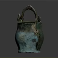 Ancient Bronze Tea Ware With Curved Handle And Turquoise Verdigris Patina
