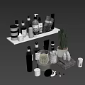 Organized Stylish Bathroom Accessories With Bath Products Bottles Rolled Towels And Cactus Plants