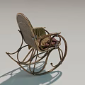 Vintage Wicker Rocking Chair With Metal Frame And Comfortable Cushion Design