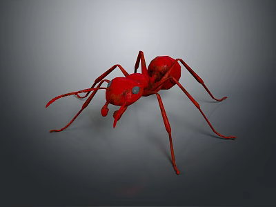Realistic Red Ant 3D Model With Detailed Legs On Gray Background 3d model